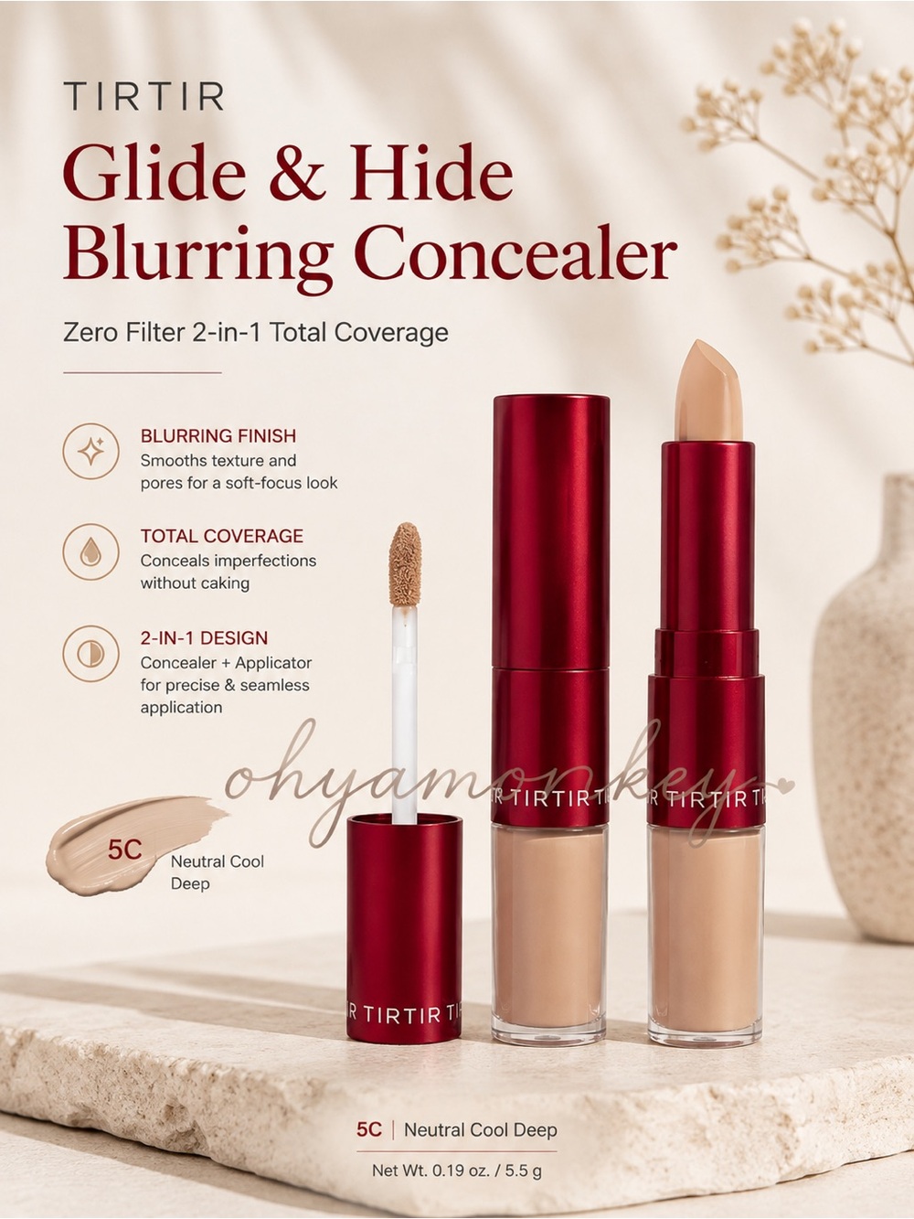 TIRTIR Glide & Hide Blurring Concealer - 5C